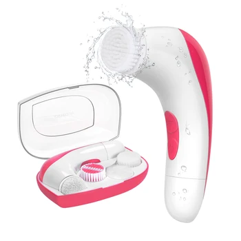 

2 Speed Electric 4-In-1 Waterproof Facial Cleaning Brush With Massager Heads
