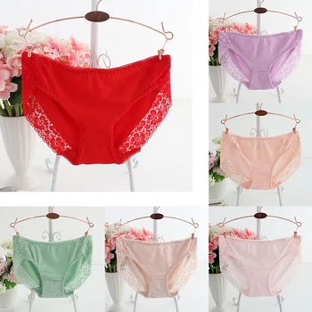 

2019 Women Cotton Spandex Panties Solid Color Seamless Panties Sexy Lace Women Plus Size Soft Panties Hot