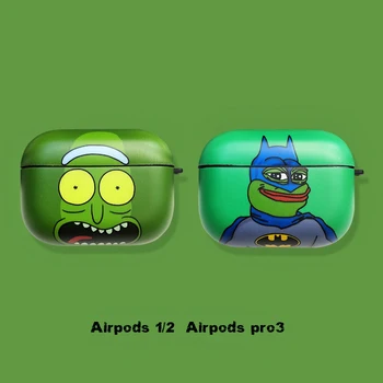 

Cartoon funny Rick Cucumber man Batman Headphone case For Airpods pro green Bluetooth wireless headset Cover Box For Airpods 1 2