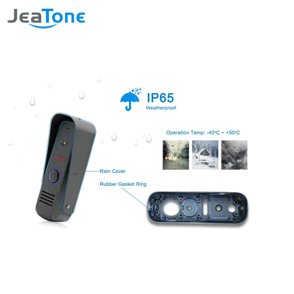 JeaTone 7 Inch Color LCD Video Intercoms Touch Button Monitor Home Security System Waterproof Mini Doorbell Camera 1200TVL Night