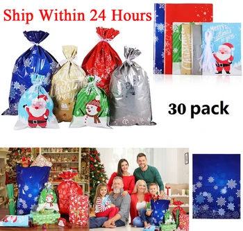 

30PCS Drawstring Gift Bags Christmas Party Wedding Favors Bags Draw String Pouch Christmas Gift Bags Candy Children Kids Goodie