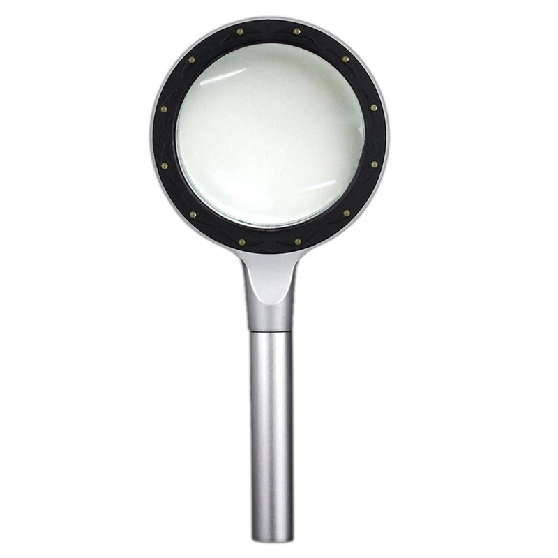 EASY-85mm 2.5X/5X Multifunctional Magnifier Portable Handheld Glass Loupe Magnifying Tool with 12 LED Light