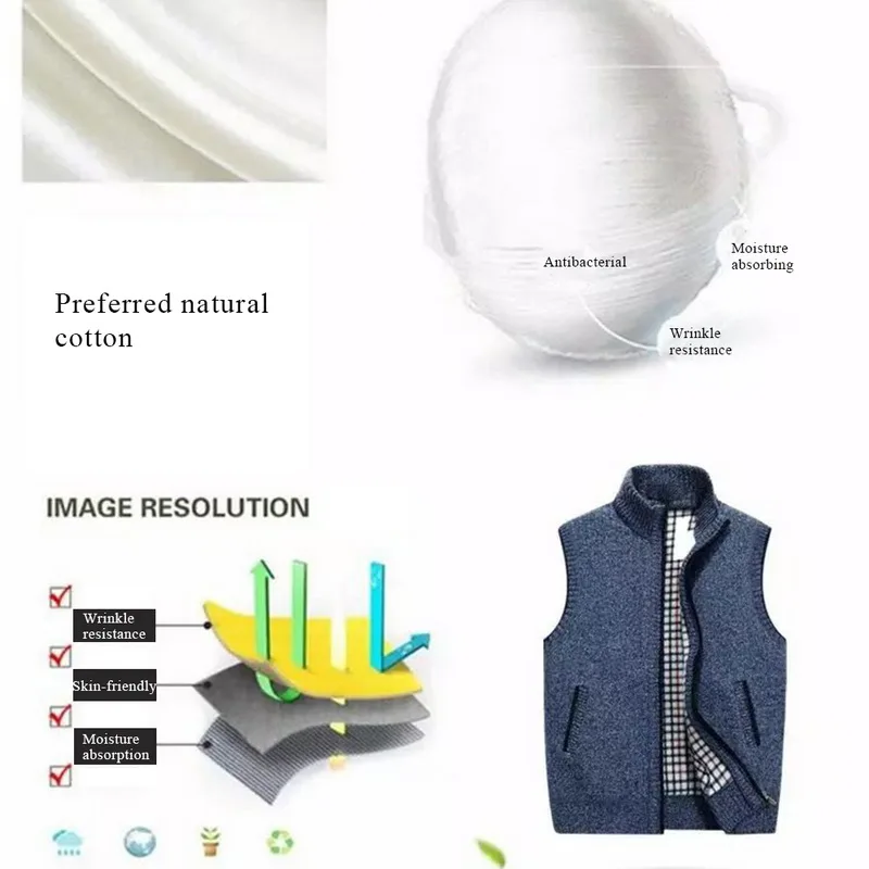 CYSINCOS осенний зимний мужской шерстяной свитер, жилет на молнии без рукавов Вязанный жилет куртка теплый флисовый свитер размера плюс