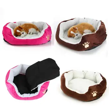 

50X40X15cm* Fleece Round Pet Bed Sleeping Bag Washable Cat Warm Indoor Soft Cute Winter Dog Portable