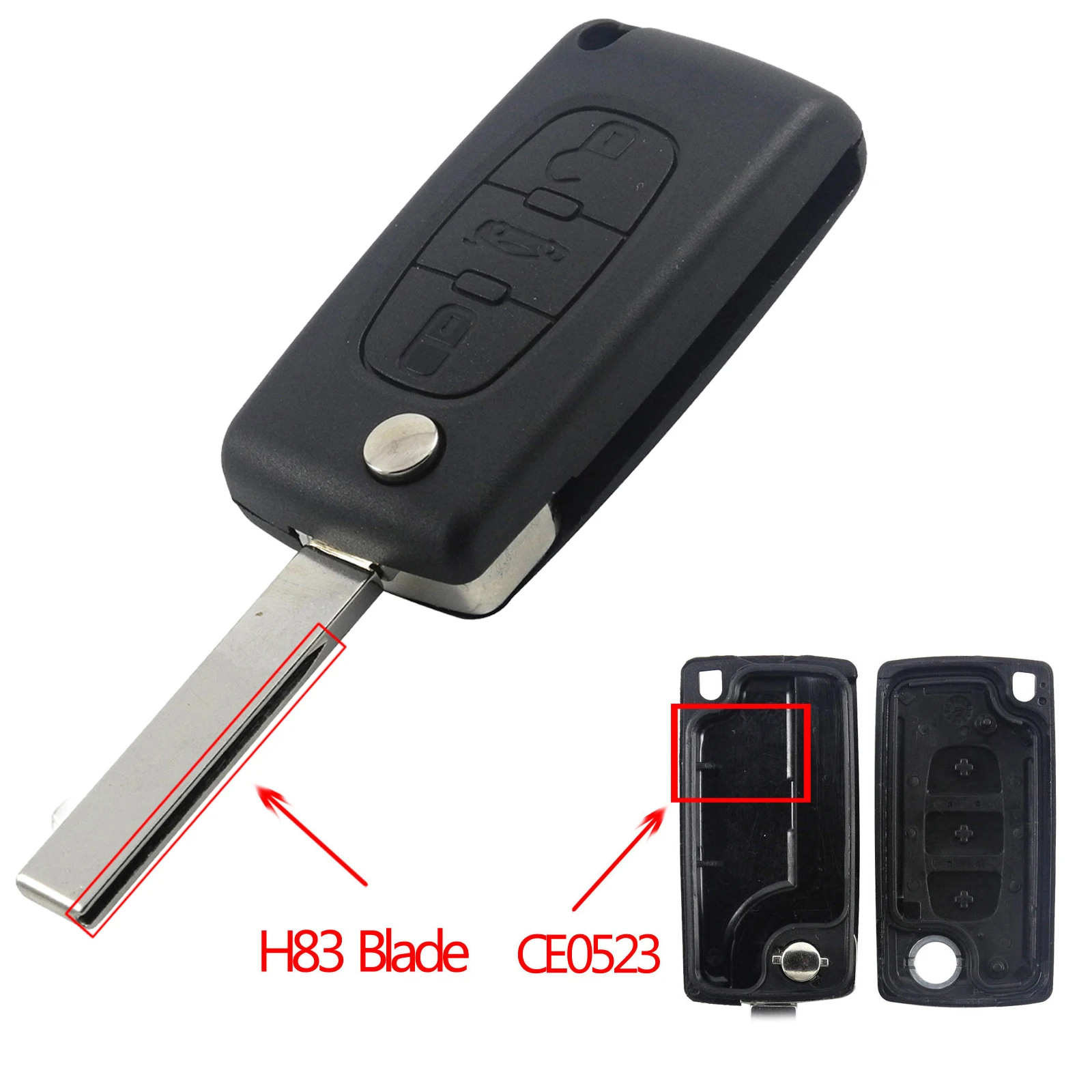 Jingyuqin 10 шт. корпус для автомобильного ключа HU83 CE0536/523 для peugeot 107 207 407 308 408 партнер Citroen C3 C4 C5 C6 Berlingo; Picasso Xsara - Цвет: 3B2 CE0523 HU83