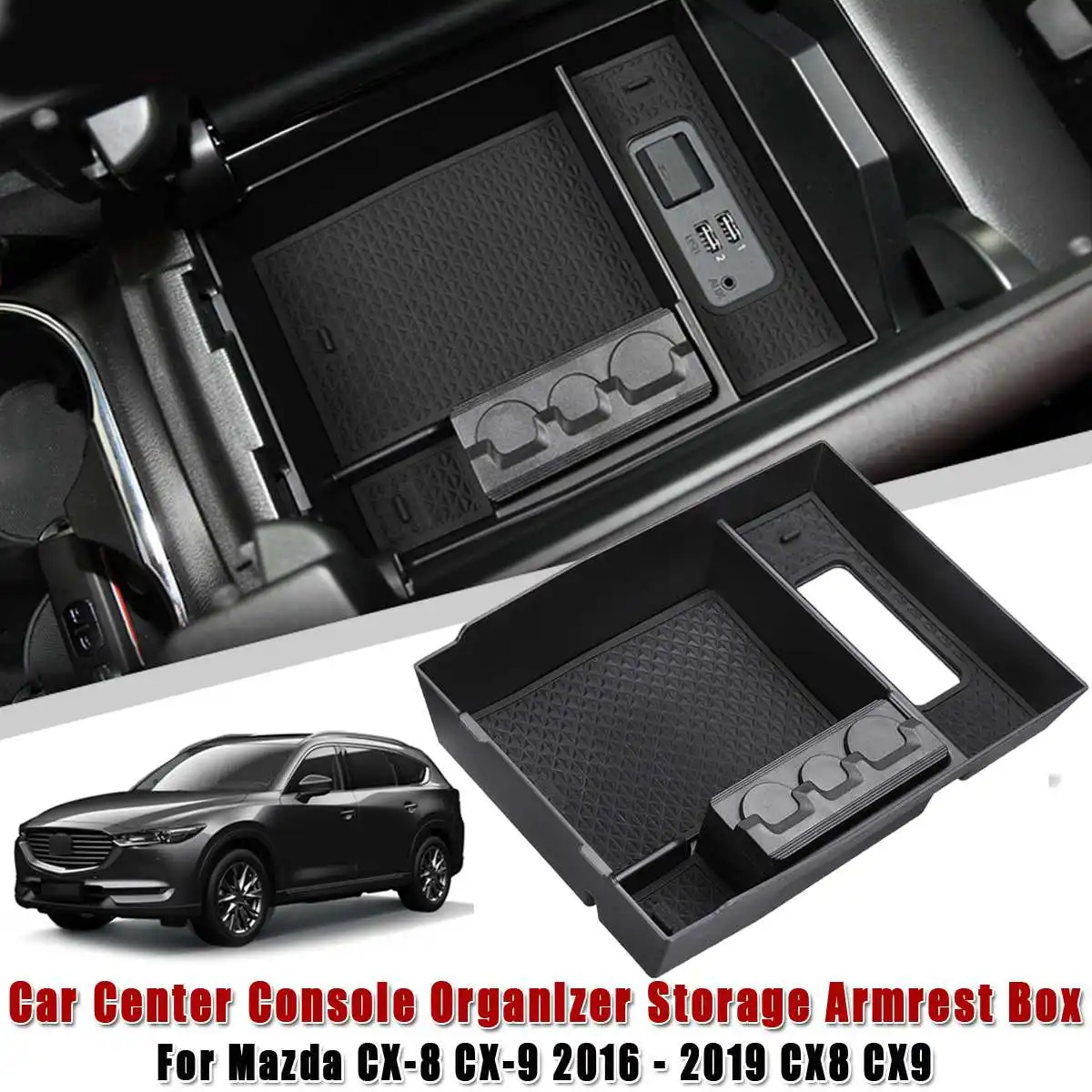 1X Car central armrest box For MAZDA CX-8 CX-9 2016 - 2019 CX8 CX9 Interior Accessories Stowing Tidying Center Console Organizer