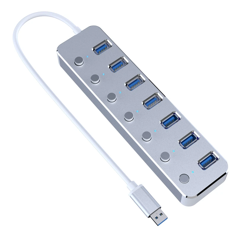 

3.0 Hub Super Speed 7 Ports External Mini-USB Hub Splitter Portable for Apple Macbook Air Laptop PC Tablet Hub