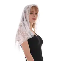 Embroidered Scarf for Church Shawl with Spanish Fringes Christian Veil Spanish Mantilla Lace Shawl Floral Women Handkerchief 1