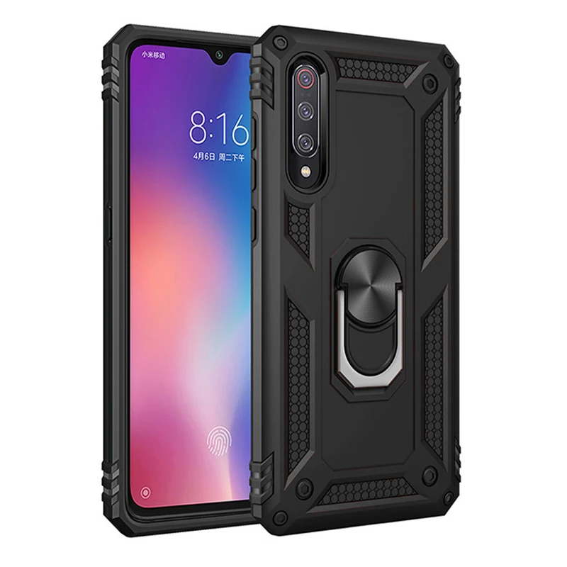 

Anti-fall Finger Ring Car Holder Case for Xiaomi Redmi Note 7 Shockproof Armor Kickstand Silicone for Xiaomi Mi 9 Cover Cases