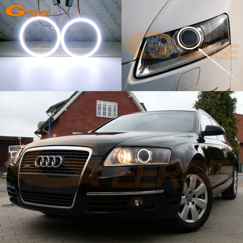 For Audi A6 S6 RS6 C6 2004 2005 2006 2007 2008 XENON headlight Excellent Ultra bright COB led angel eyes halo rings Day Light | Автомобили