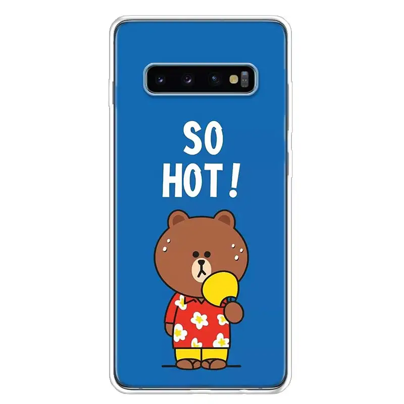 Line Town Brown Bear Cover Phone Case For Samsung Galaxy S10+ Lite Note 10 9 8 S9 S8 J4 J6 J8 Plus S7 S6 Coque Shell