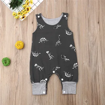 

Gray Dinosaur Print Baby Boys Rompers Sleeveless Animal Baby Rompers Summer One Piece Newborn Jumpsuits Infant Baby Boys Clothes