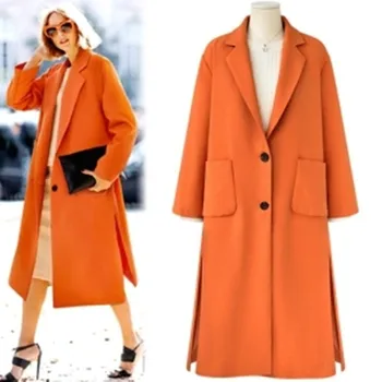

Women Winter 2019 Coats New Autumn and Winter Solid Color Fashion Large Size Cashmere Coat Long Coat Female