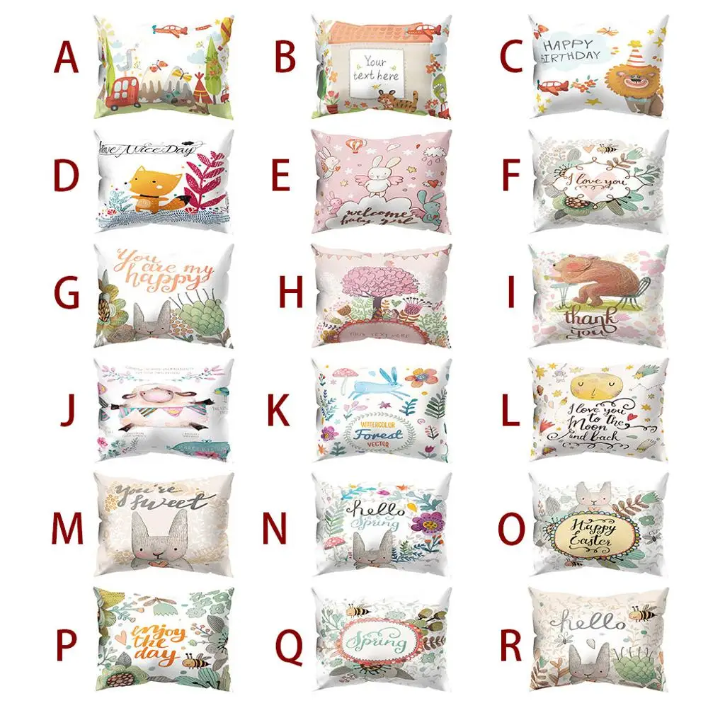 

Happy Christmas Pillow Case Cartoon Print Autumn Pillowcase Polyester наволочка 30*50 #4C29