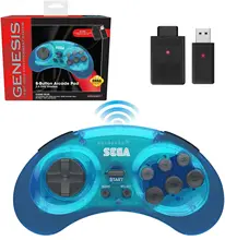 Manette sans fil rétro Sega Genesis 2.4 GHz, 8 boutons, Arcade Pad pour Sega Genesis Original/Mini, Switch, PC, Mac inclus 