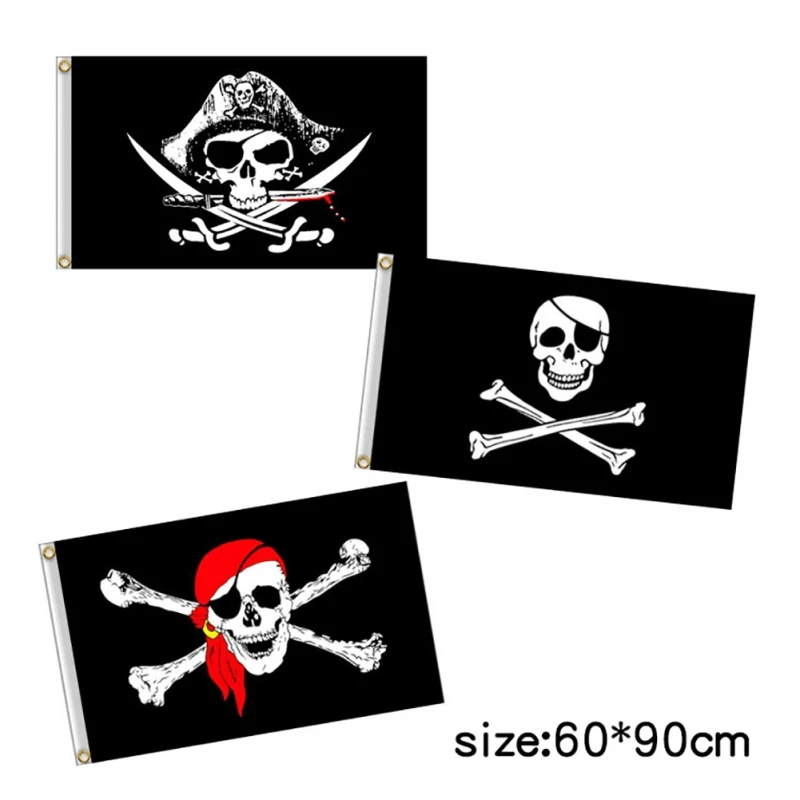 Пиратский флаг 60x90 см Флаг Ситца черепами флагом полиэстер знамя флаги и баннеры домашний декор стойкие к выцветанию веселого Роджера декор с флагами