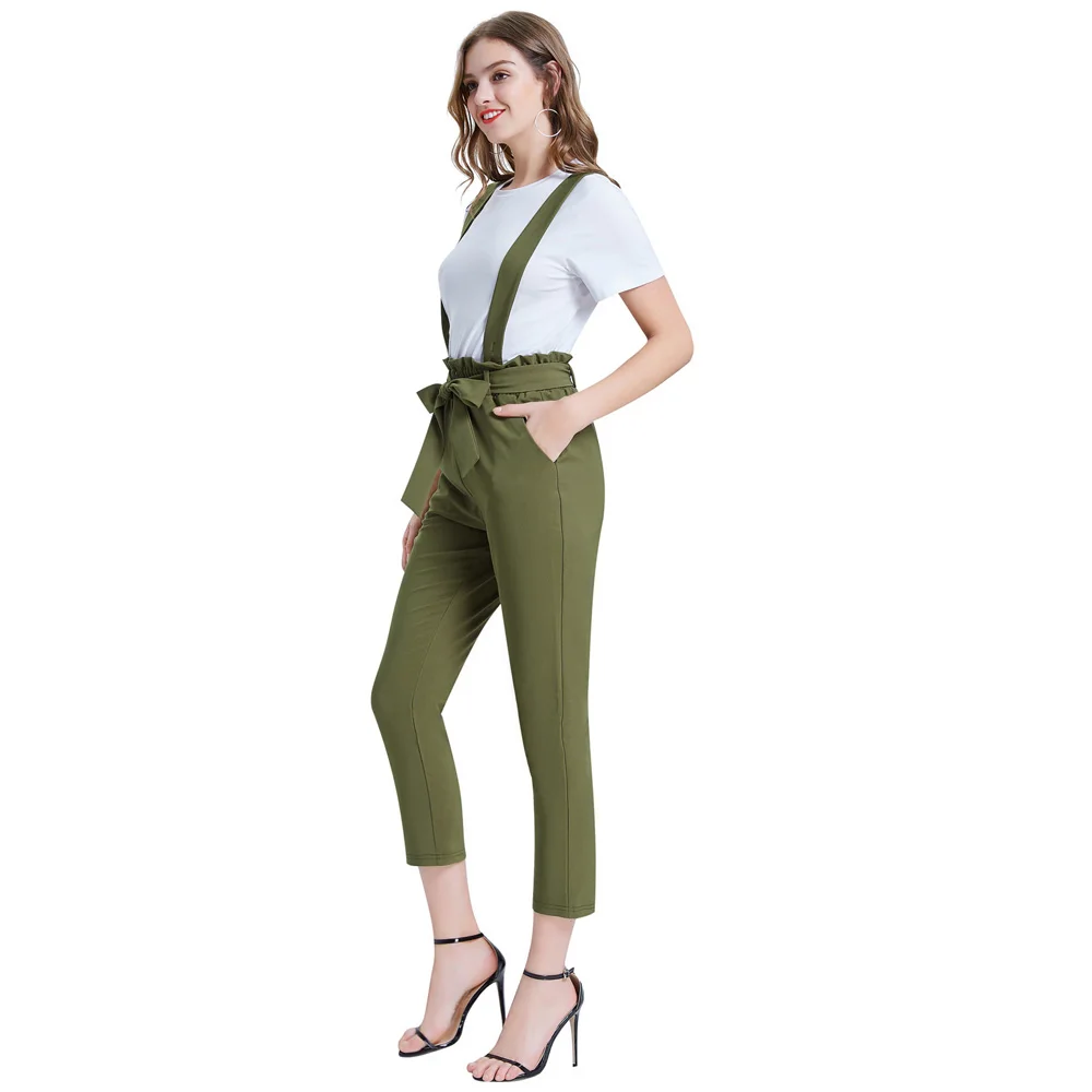 Women's Pants Autumn Ladies solid color Pants Elastic Waist Cropped Length Trousers Loose Streetwear Pantalones