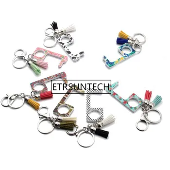 

100pcs Touch Screen Button Acrylic Door Opener Contactless Press Elevator Tool Portable Door Opener Keychain with Tassel