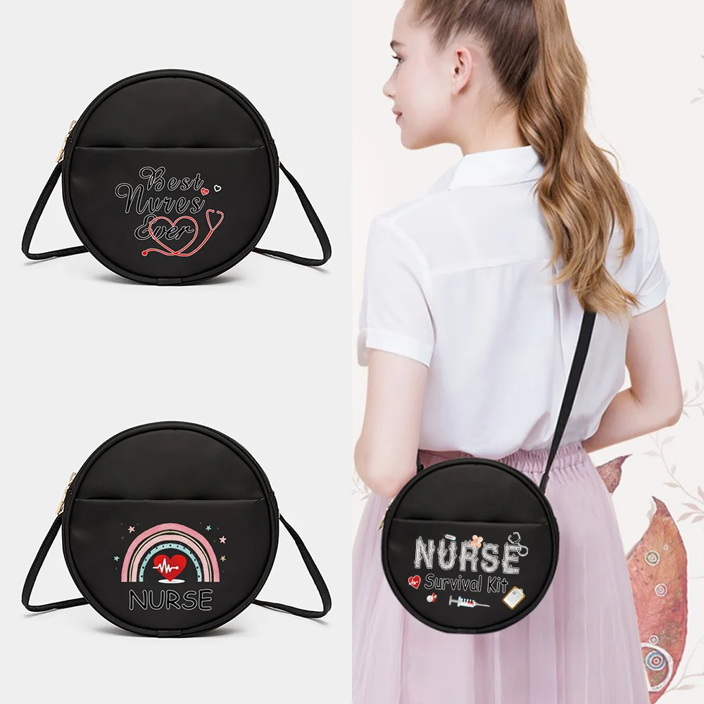 

Womens' Messenger Bag Nurse Series Pattern Mini Round Messenger Shoulder Crossbody Bag Top-Handle Bags Makeup Finishing Bags