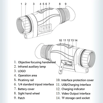 

Chargeable Illuminating Night View HD Portable Durable Multifunctional Monocular Practical Digital Lightweight Infrared