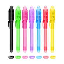 

1 Piece Random Color Pens Secret Pen Secret Learning Tool Check Money Pens 2 In 1 Invisible UV Light Multi Function Pen Durable