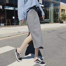 Вязание юбка женская пуговица осень и зима юбки женские корейская версия пакета бедра ю бка миди