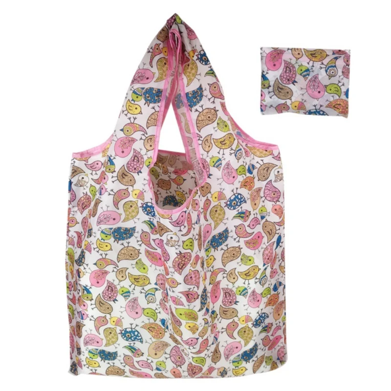 

1PC Floral Printed Fabric Square Bag Portable Vegetable Shopping Bag Green Folding Bag Storage Bag