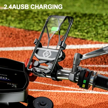 

Motorcycle Phone Holder USB Charger Bike ATV Handlebar Phone Mount Gravity Waterproof Mobile Phone Holder Stand Mount Bracket