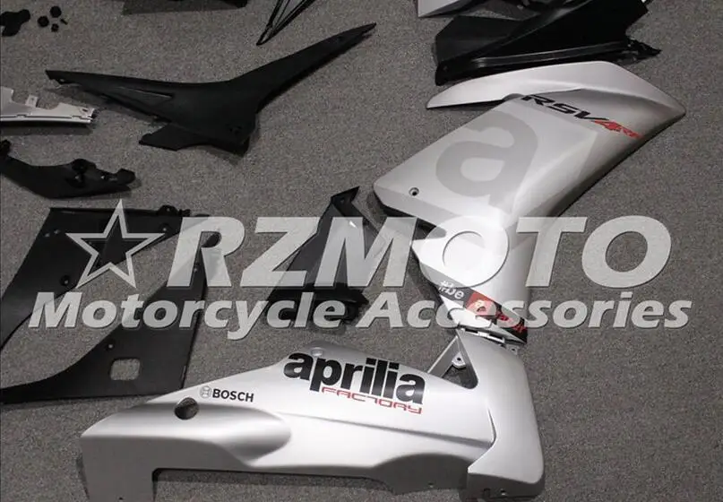 Полный мотоцикл полный комплект обтекателя для Aprilia RSV4 1000 2010 2011 2012 2013 АБС-пластик серебро матовый
