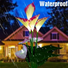 Yard Outdoor Ornament Garden Artificial Calla Lily Stake Flower Lamp Path Multicoloured Decoration Lawn Light Patio Solar Power