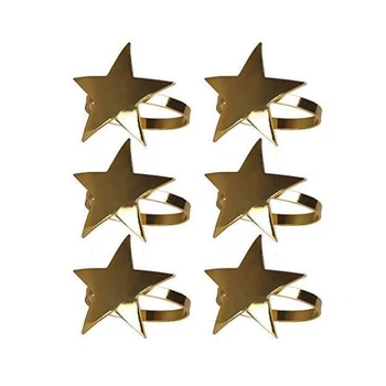 

6 Pcs Five-Pointed Star Napkin Ring, Christmas Napkin Ring Suitable for Holiday Parties, Dinners, Wedding Receptions,Etc