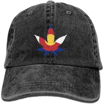 

YELOFISH Adult Weed Colorado Flag Cotton Denim Baseball Cap Adjustable Hat