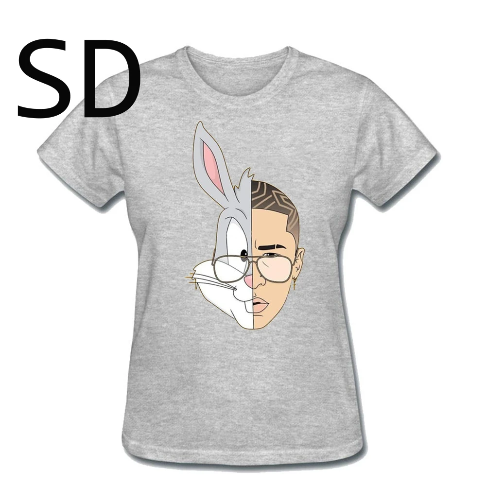 Футболка Bad Bunny, модный топ, хлопковая футболка, для упражнений, для девушек, женские футболки с коротким рукавом, хлопок, женские футболки для женщин