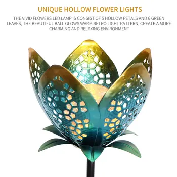 

2Pcs Solar Garden Lamp Iron Hollow Flower Lamp Home Party Flower Decoration Lights For Outdoor Waterproof Lawn Patio Walkway