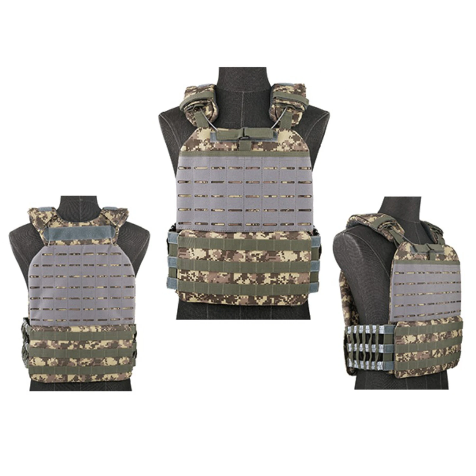 Tactical Vests Camouflage Assault Vest Molle Combat Unisex Adjustable Vest Training Equipment Magazine