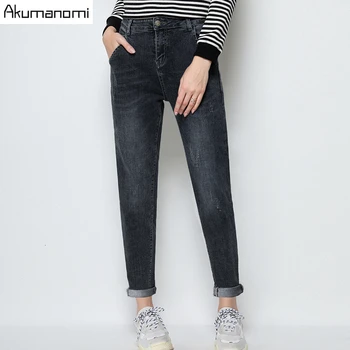 

Jeans For Women Mid Waist Woman Plus Size 5xl-l High Elastic Stretch Jeans Female Washed Denim Skinny Pencil Pants Free Shipping