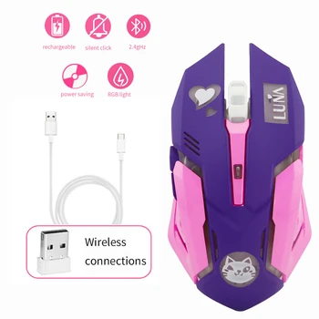 

CHUYI Wireless Gaming Mouse Pink Cute Optical Computer 3D Mause 2400 DPI Colorful Backlit Silent Mouse For PC Laptop Desktop