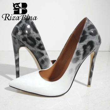 

RIZABINA Western Style Women Shoes Fashion Pointed Toe Women Pumps Mixed Color Thin High Heels Party Club Footwear Size 34-43