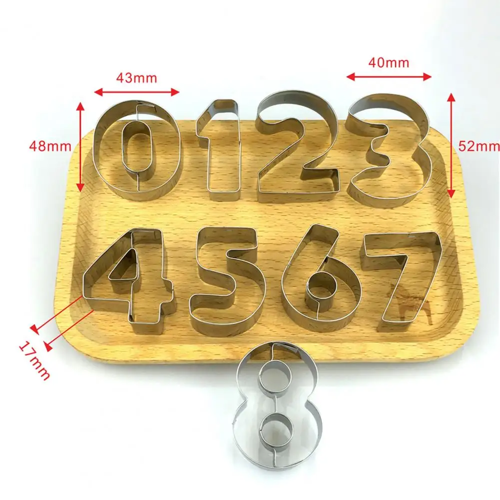 Cookie Cutter Baking Mold Cookie Mould 9Pcs 0-9 Number Shape Cookie Biscuit Cutter Mould Stainless Steel Baking Mold