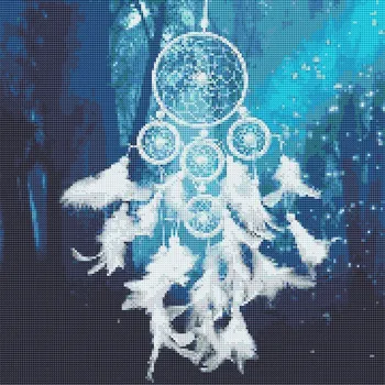 

Diamond Painting Round Drill 5D DIY Rhinestone White Dream Catcher Embroidery Decor Gifts Kits Art