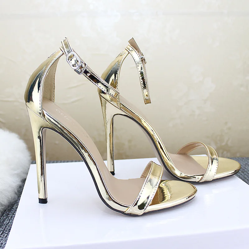 Ltart/обувь; женская обувь; босоножки с пряжкой на высоком каблуке; свадебные туфли золотого и серебряного цвета; большой размер 43; ZL-300-7 - Цвет: gold