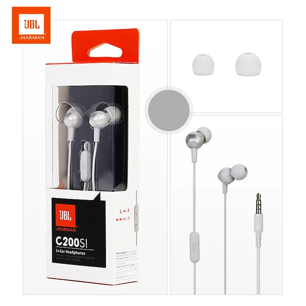 JBL C200Si 3 5mm Wired Deep Bass Stereo Earphone for Android IOS mobile phones Hands free Headphone Music Sports Headset