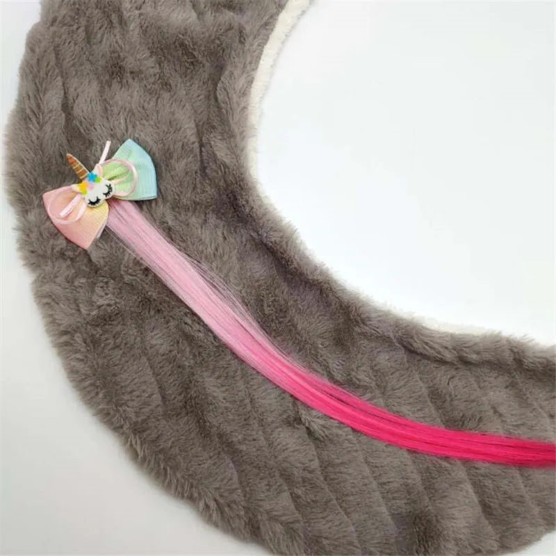 Cute Girls Hairpin Child Twist Hair Clip Simple Barrette Unicorn Cartoon Hair Rope Accessories Kids Wig Rope Hair Head Wear - Цвет: Красный