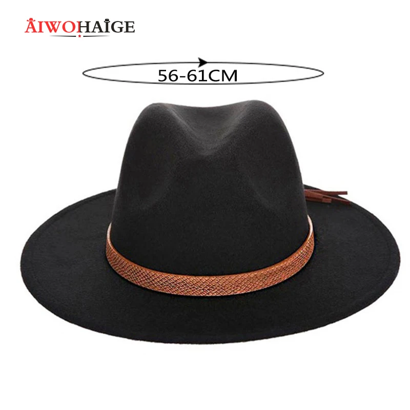 Новая осенне-зимняя мужская Ковбойская шляпа fedora большого размера шапки 60 см