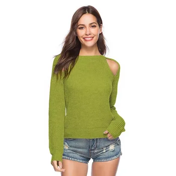 

Women's Knitted Sweater 2020 Spring Autumn Womens Sexy Sweaters Elegant Off Shoulder Hollow Out Long Sleeve Tops Female Jumpers