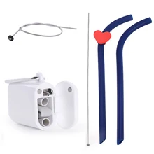 Горячие многоразовые силиконовые соломинки портативный складной питьевой соломинки с чехол для переноски щетка для чистки LSF