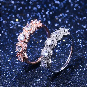 

Rulalei Brand New Vintage Fashion Jewelry 925 Sterling Silver&Rose Gold Fill White Clear AAAAA Cubic Zircon Popular Women Ring