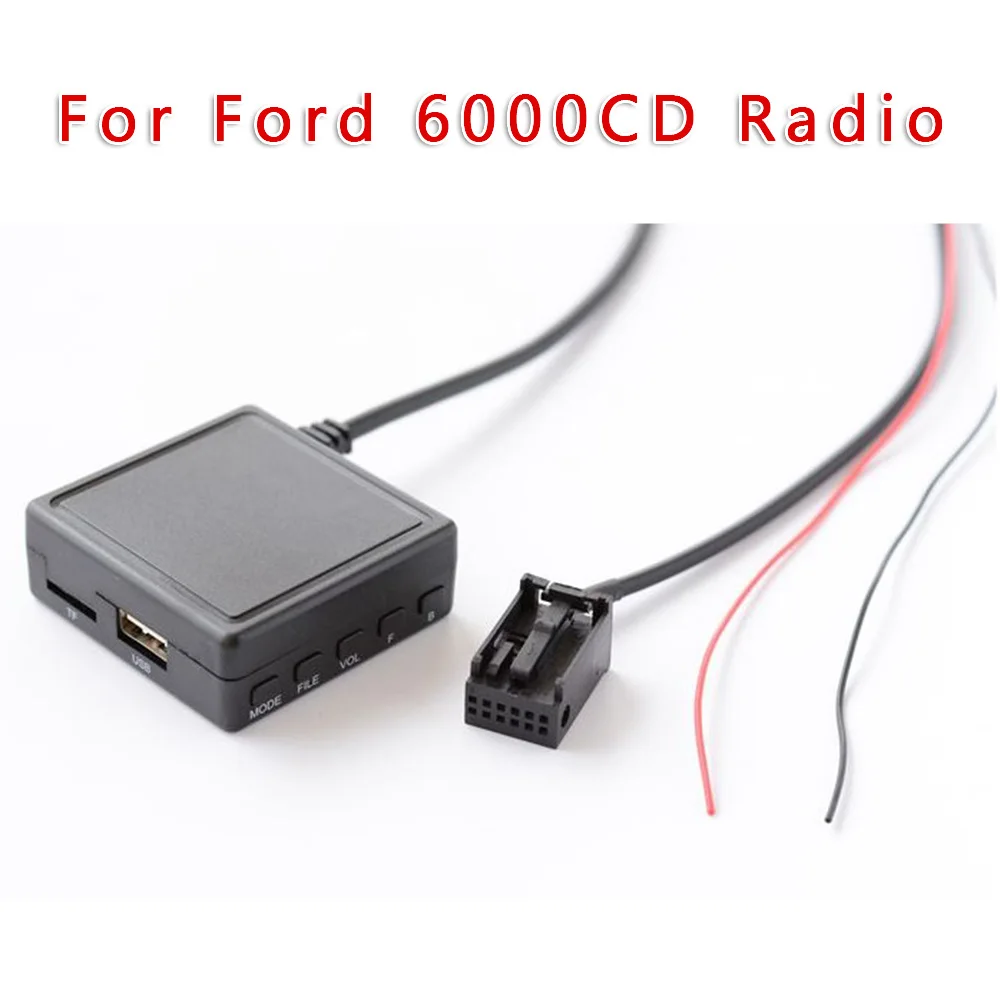 For Ford 6000CD Radio Bluetooth Music Adapter Part 12Pin Car AUX USB ...