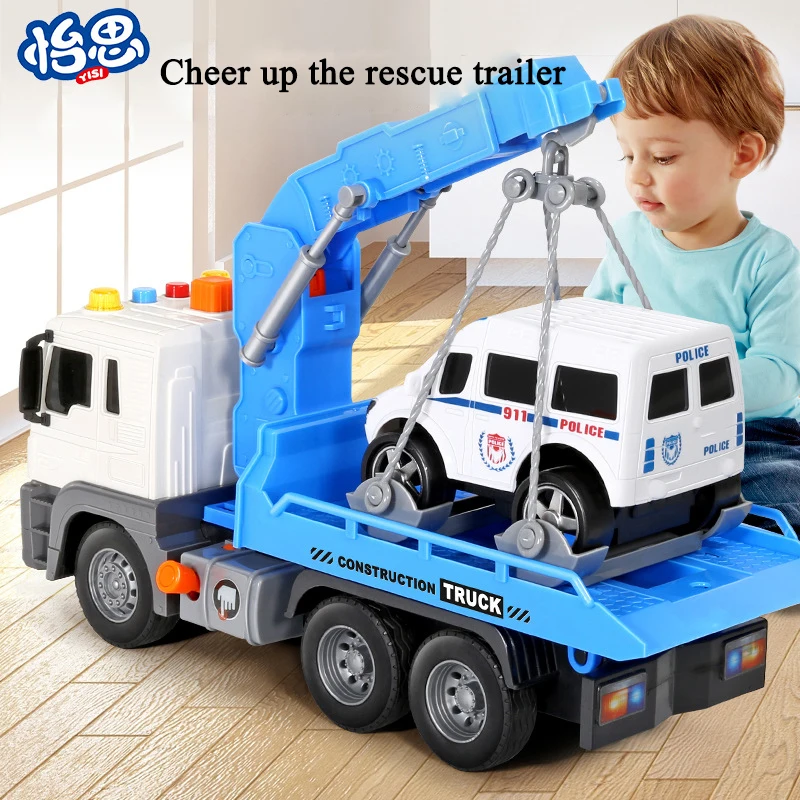 Brinquedo infantil Trailer de Transporte, Caminhão Flatbed, Guindaste Grande,  Guindaste, Carro De Resgate, Presente De Aniversário, Menino - AliExpress