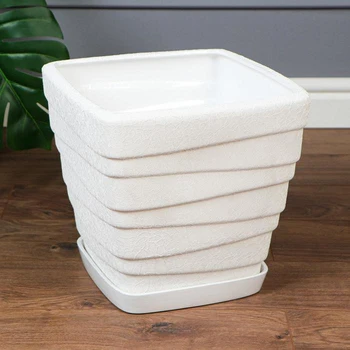 

Flowerpot "Square wave" silk, white, 15 L 5132783
